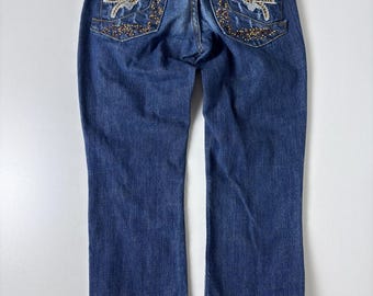 Vintage Just Cavalli Capri Jeans: Embroidered Y2K Rhinestone Denim