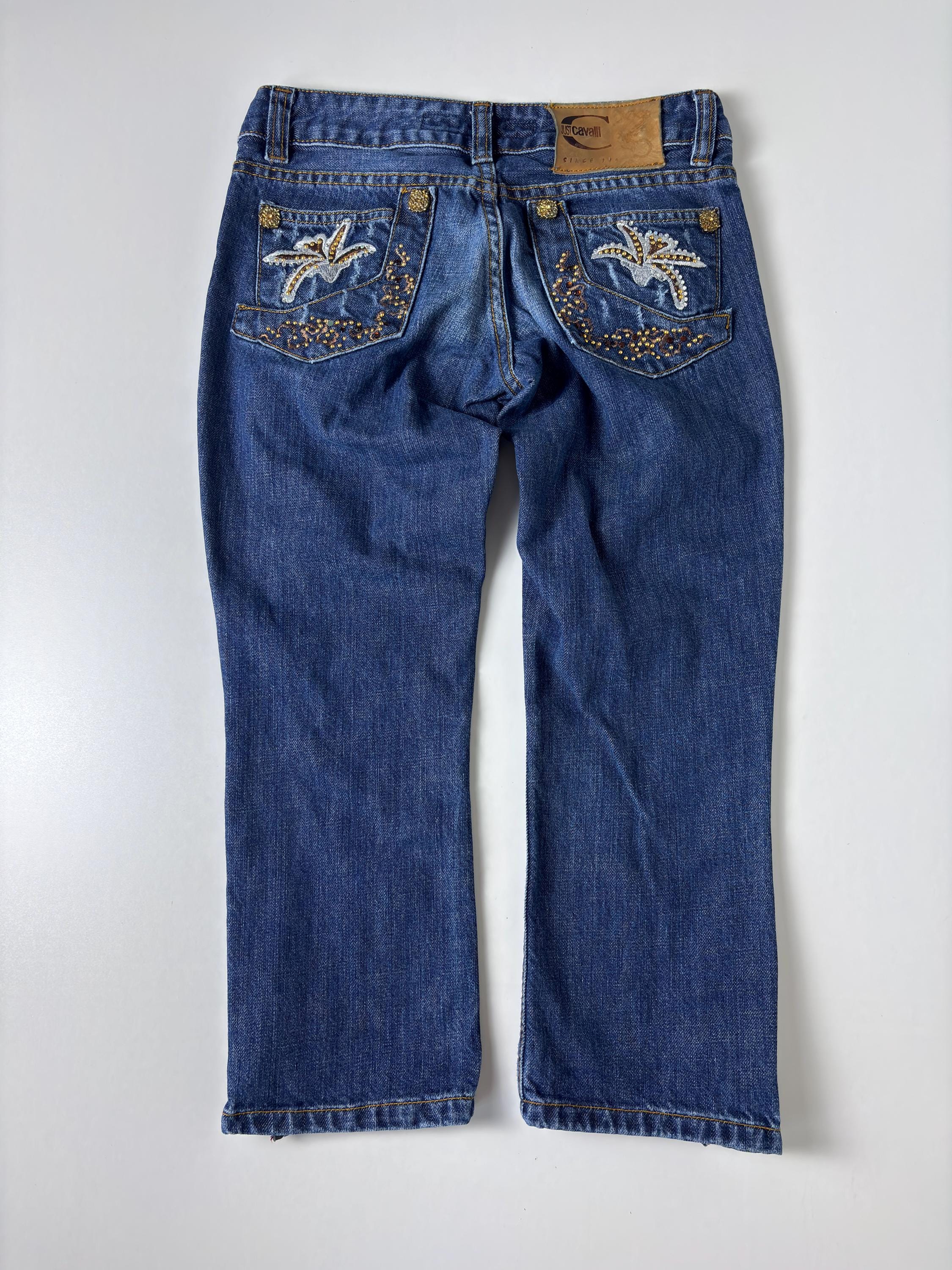 Vintage Just Cavalli Capri Jeans: Embroidered Y2K Rhinestone Denim