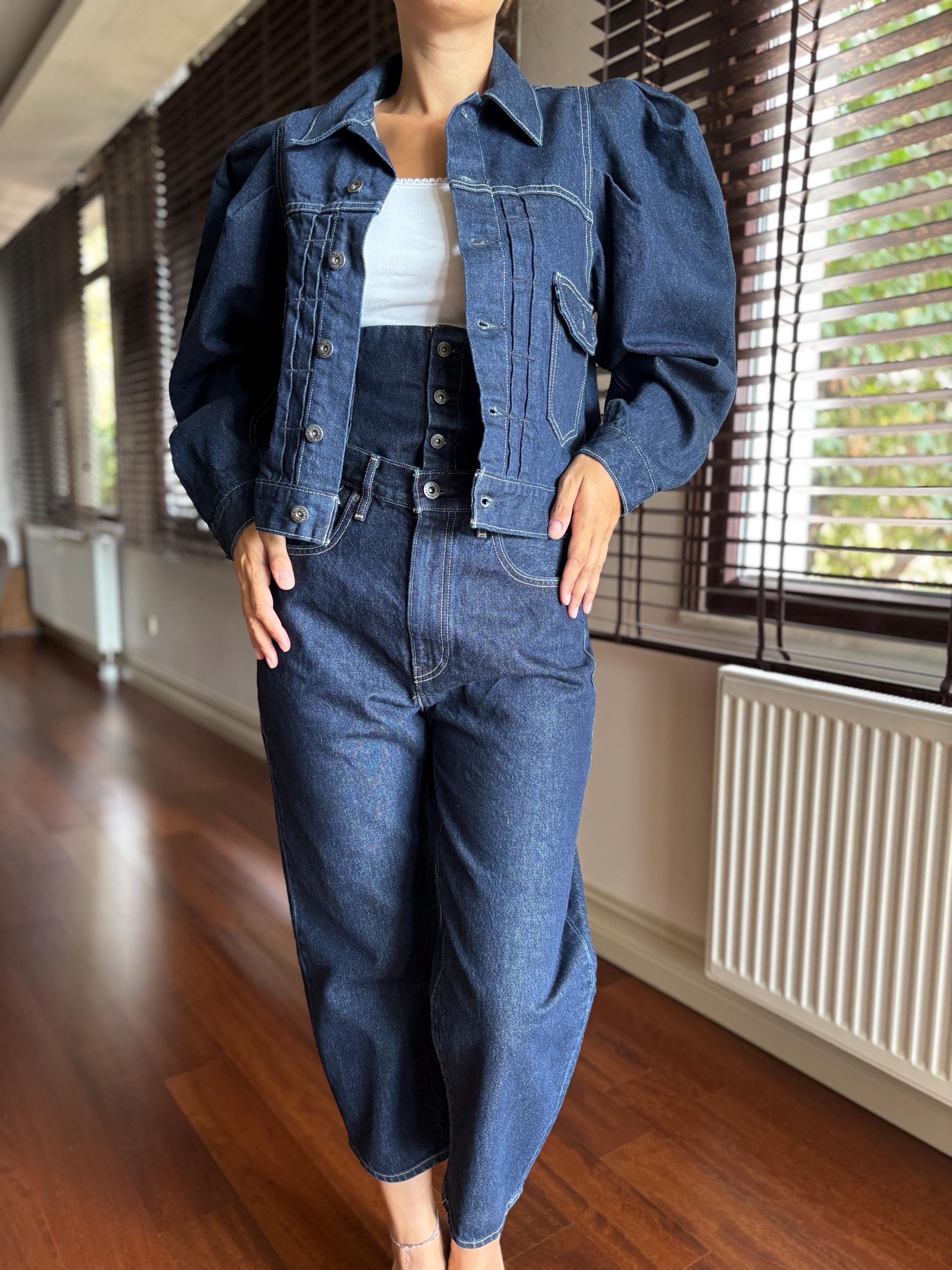 Levi's Made & Crafted Denim Jacket, Puff Sleeve Cropped Trucker