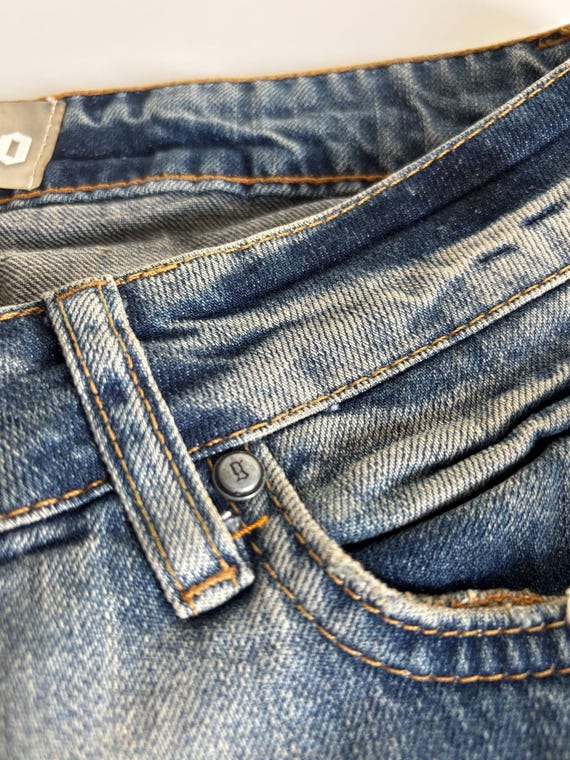 John Galliano Y2K Rhinestone Logo Jeans - Italy Made Distressed