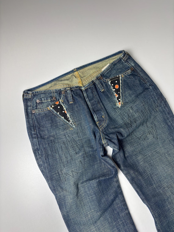 Replay Y2K Patchwork Flared Jeans: Rare Vintage D… - image 6