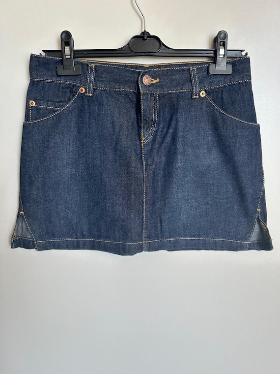 Vintage Levi's Denim Mini Skirt: 90s High Waist, Raw Hem - Etsy