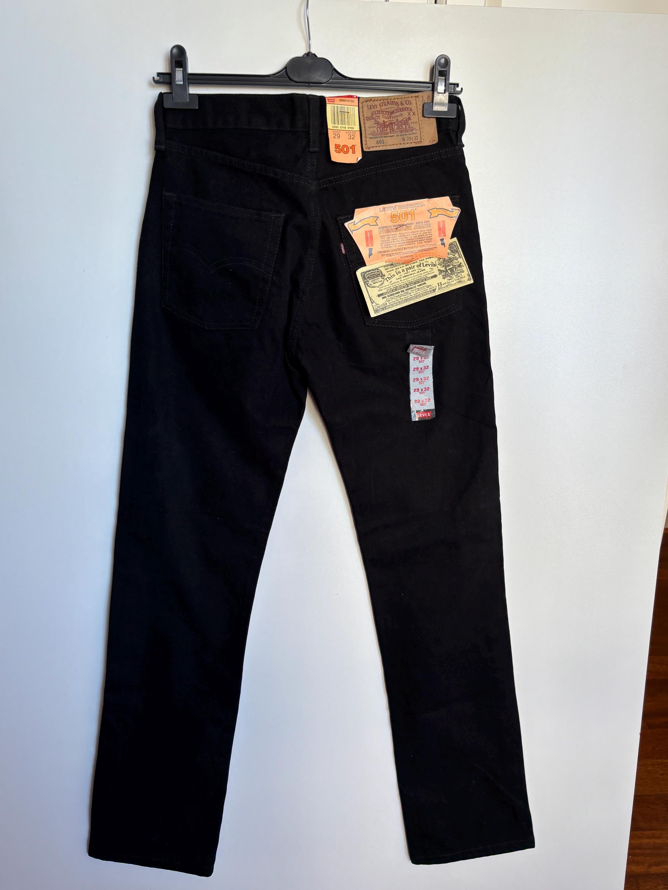 Deadstock Levi's 501 Black Jeans: 90s USA Made Raw Denim W29 L32