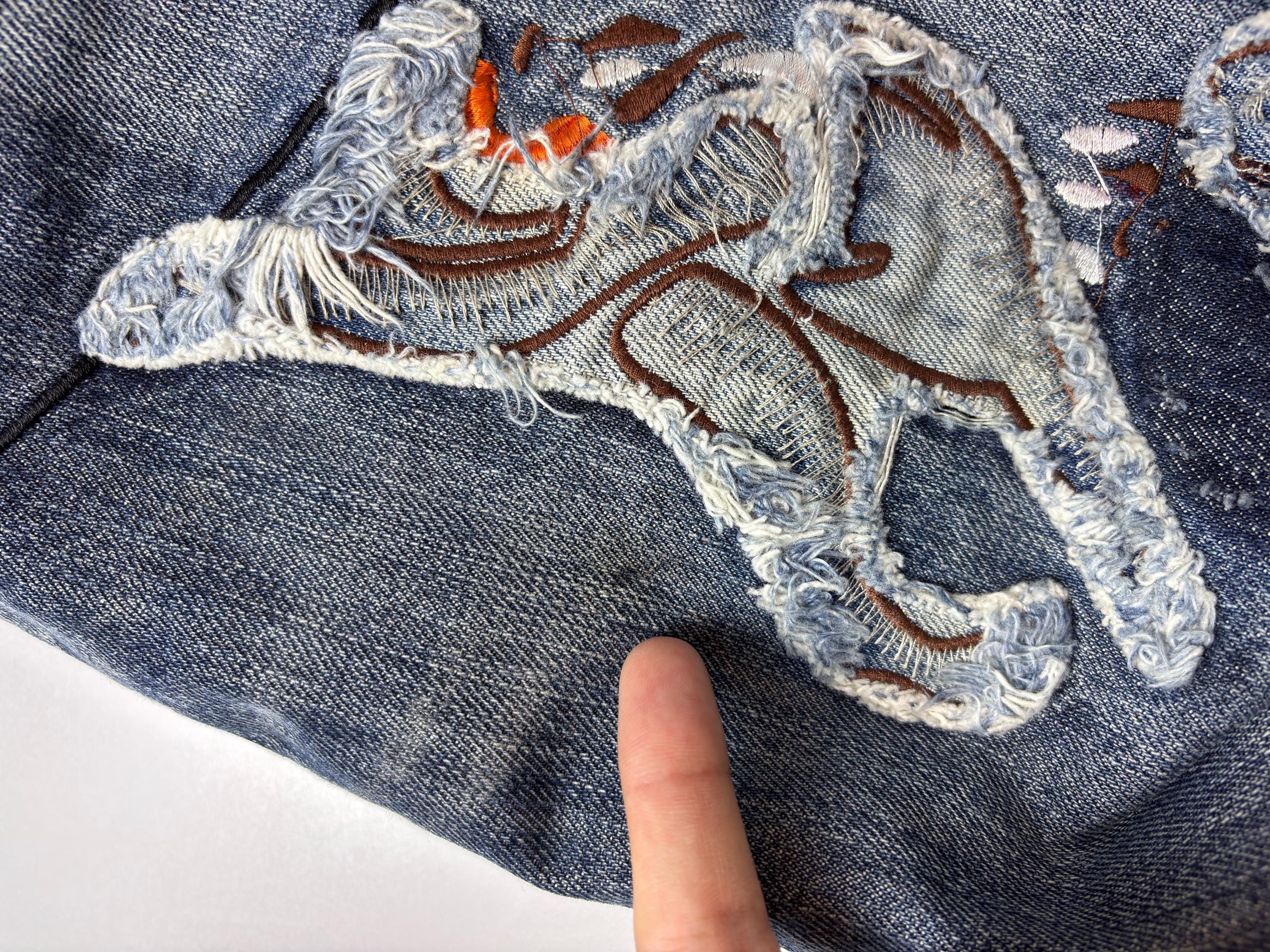 Vintage D&G Embroidered Distressed Jeans 32x34 - Y2K Italy Flag