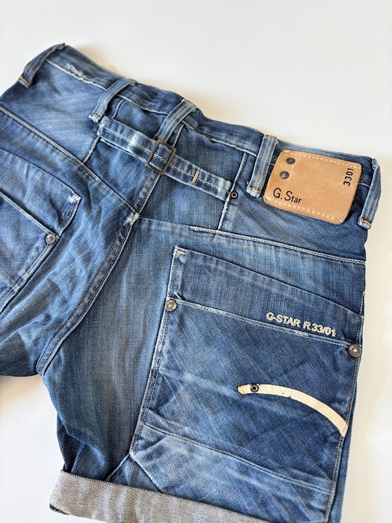 Vintage G-star Raw R3301 Cargo Denim Shorts:cinch Buckle-back