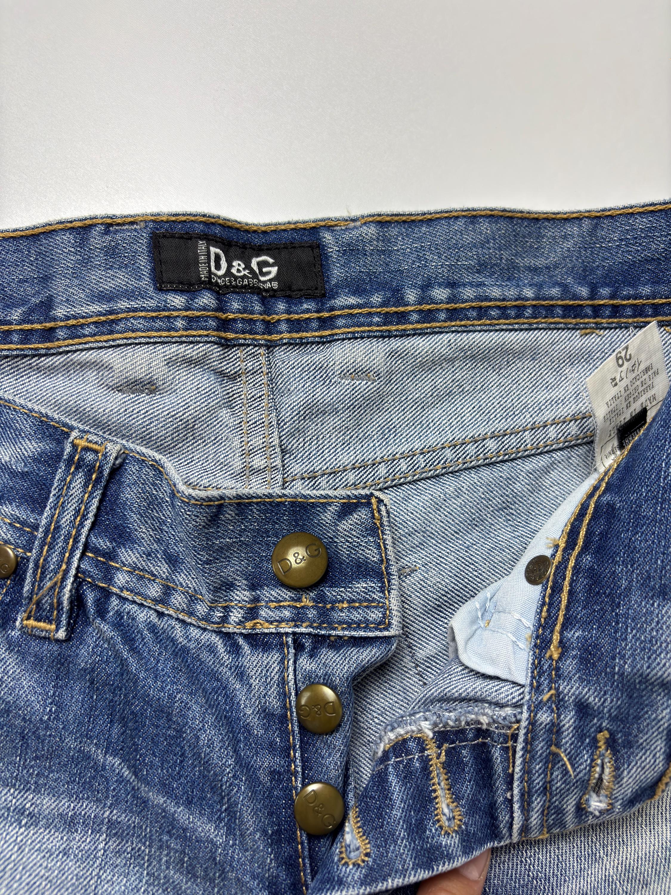 D&G Dolce Gabbana Distressed Bootcut Jeans: Y2K Red Ampersand 