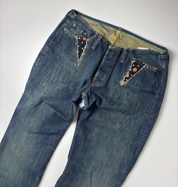 Replay Y2K Patchwork Flared Jeans: Rare Vintage D… - image 8