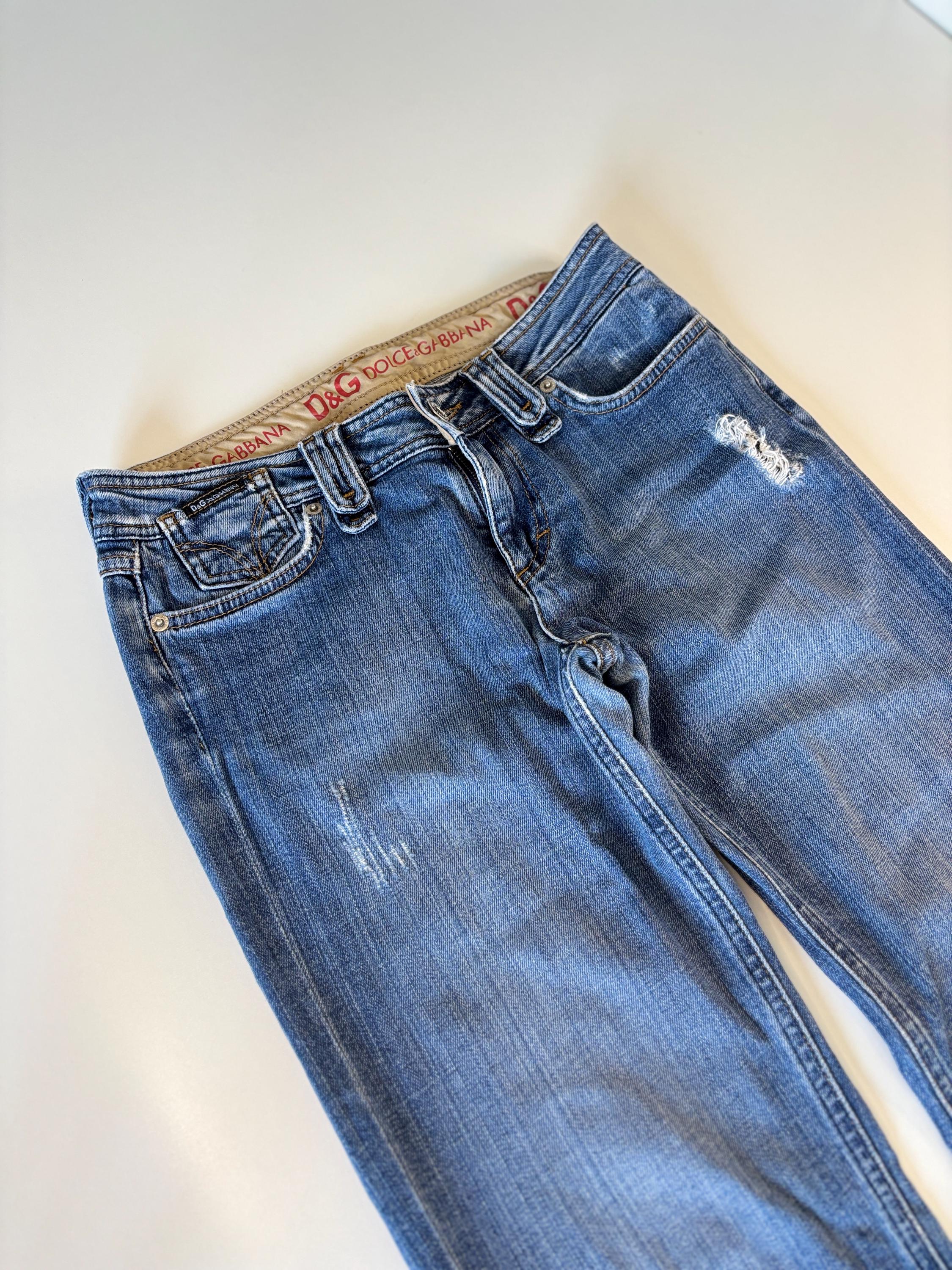 Vintage D&G Dolce Gabbana Jeans | 90s Distressed Blue Denim Pants 