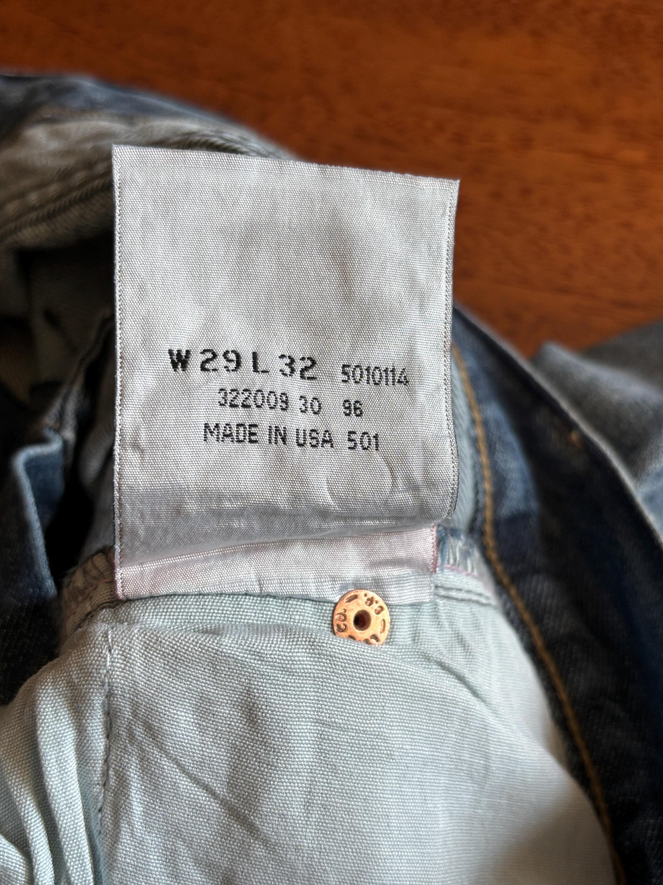 Vintage 90s Levi's 501 Jeans W29 L32: USA Made Embroidered Denim