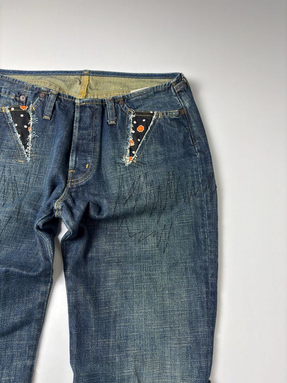 Replay Y2K Patchwork Flared Jeans: Rare Vintage D… - image 7
