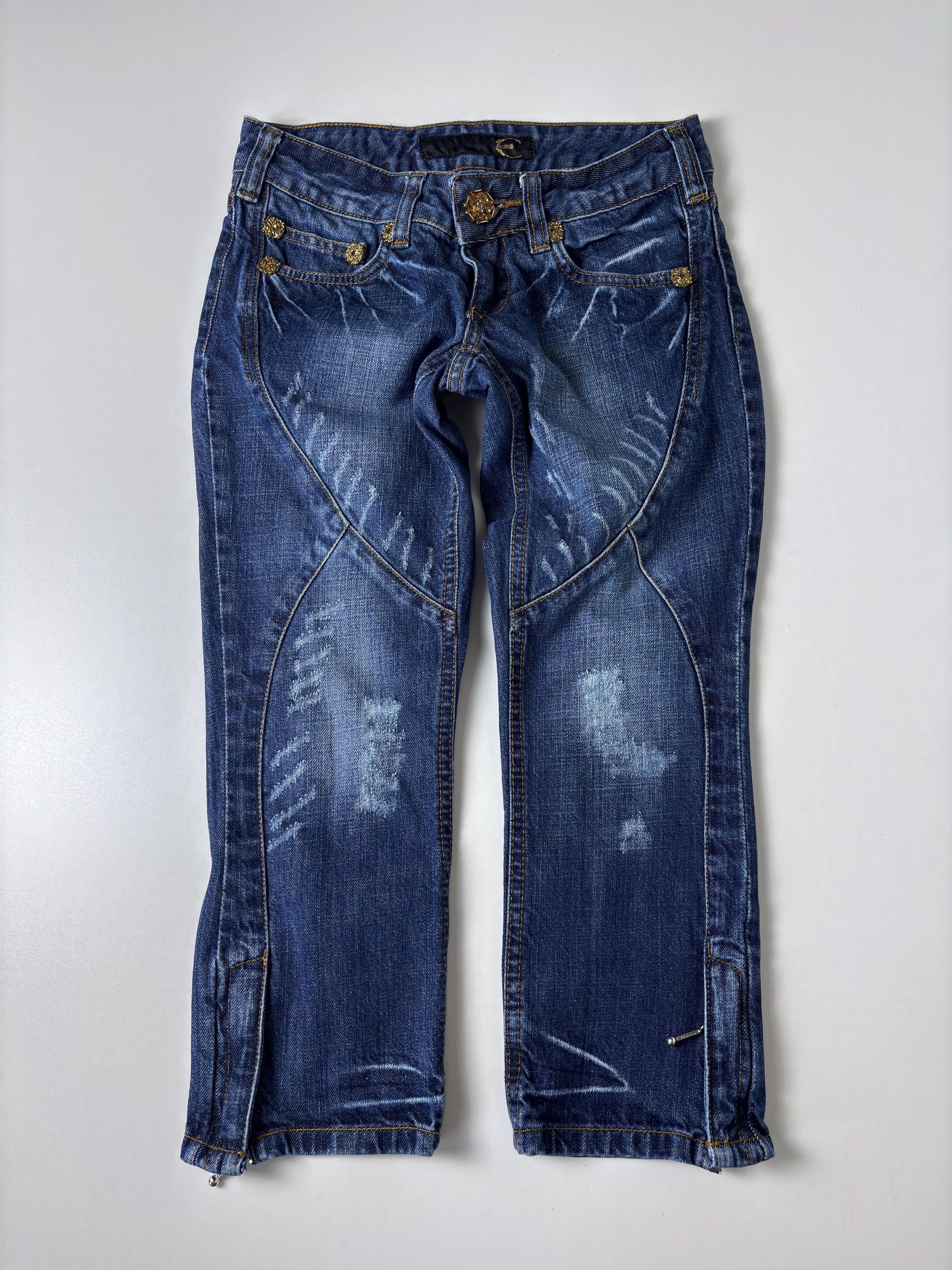 Vintage Just Cavalli Capri Jeans: Embroidered Y2K Rhinestone Denim