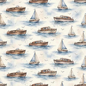 Vintage Yacht Digital Paper Set + Bonus, Nautical Sailing Scrapbook Paper, Coastal Regatta Journal Pages, Summer Stationery Download
