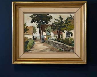 Mid-Century Swedish Landscape Painting – Signed by Anders Finn – Gold Frame – 1950s