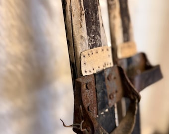 Vintage Finnish Wooden Skis – Rustic Nordic Wall Decor