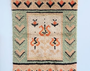 Vintage Finnish Ryijy Wall Tapestry - Scandinavian Wool Wall Rug