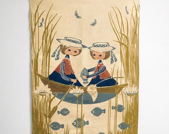Mid-Century Danish Wall Hanging by Aase & Preben Jangaard – Vintage Textile Art, Boat Scene