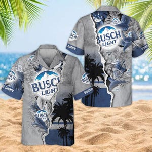 Camicia hawaiana leggera Busch in carta strappata tropicale - Divertente camicia Aloha per le vacanze per uomo e donna, camicia da spiaggia con bottoni per feste