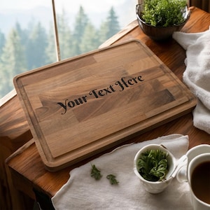 Personalized Walnut Cutting Board: Custom Engraved Family Gift