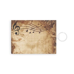 Elegante tarjetero de piel saffiano con diseño de notas musicales