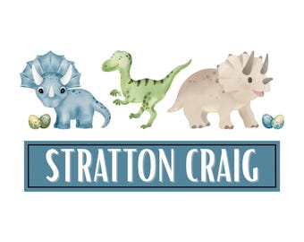 Personalized Dinosaur Name Graphic | Custom Kids Name PNG | Triceratops, T-Rex, Dino Eggs | Printable Boys Room Decor