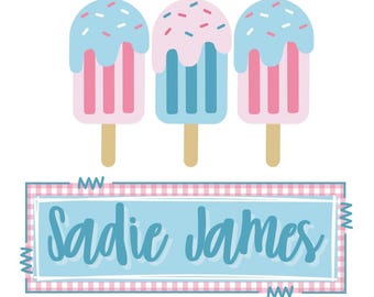 Childrens Ice Cream PNG for T-shirt, Digital Download, Customizable Design, Name Plate, Ice Cream Tee