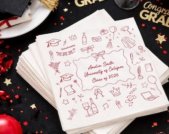 Custom Graduation Napkins Class of 2026, Congrats Grad Cocktail Napkins, Party Decor