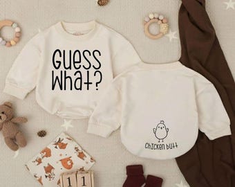 Guess What Chicken Butt Baby Bubble Romper, Funny Farm Chicken Outfit, Baby Shower Gift