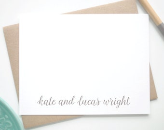 Personalized Stationery / Personalized Notecard Set Names in Handwritten Font / Personalized Stationary Set / Elegant Notecards for Couple