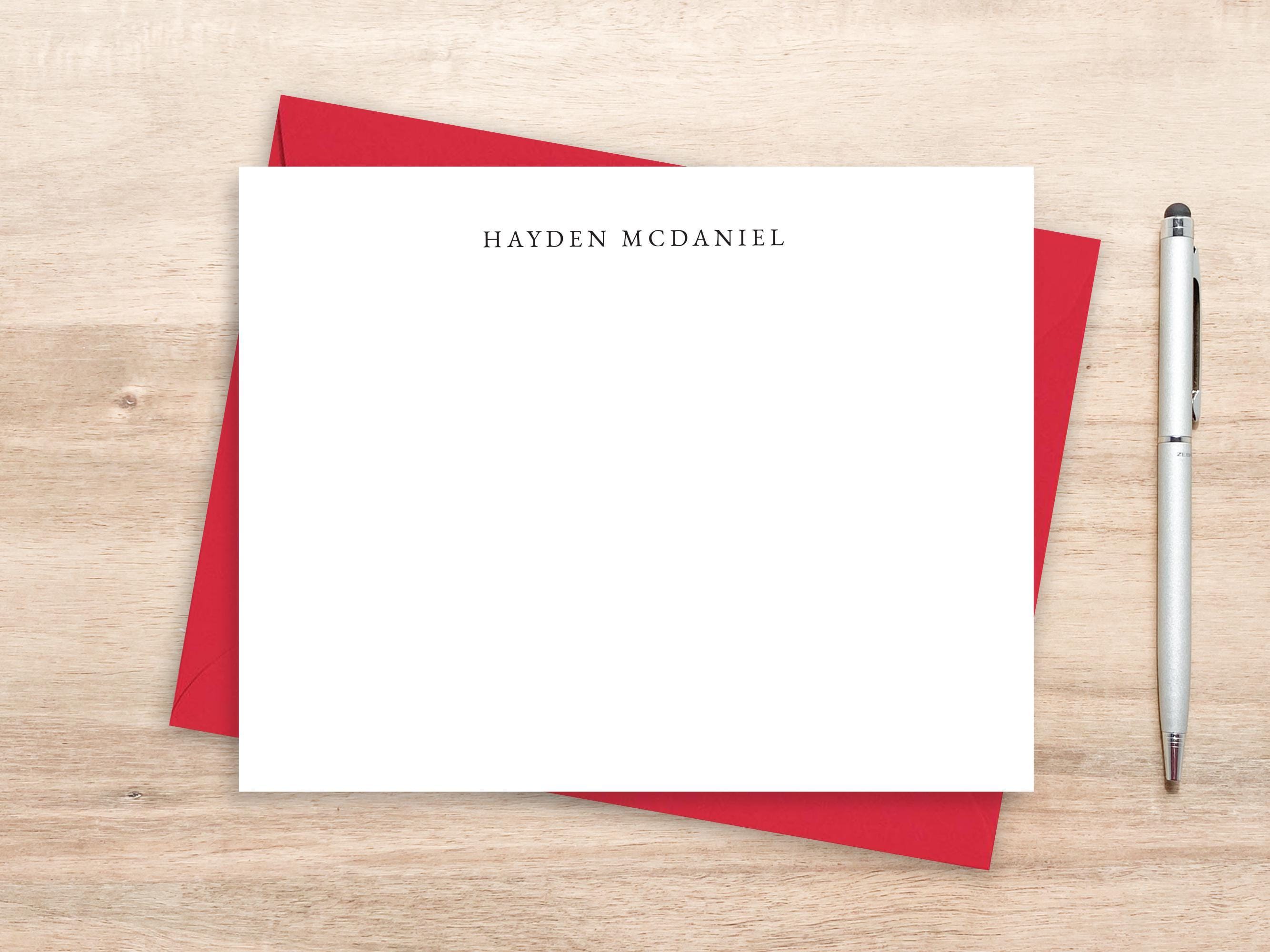 Personalized Stationery: Simple Traditional Notecards, All Caps Name