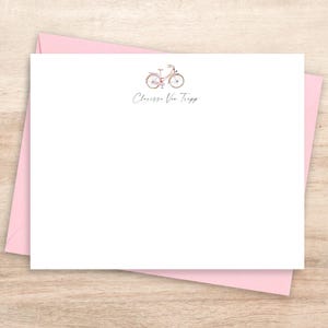 Watercolor Bicycle Personalized Note Card Set: Vintage Bike Stationery