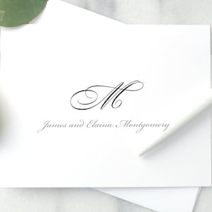 Personalized Folded Stationery with Couple's Monogram / Set of Wedding Thank You Note Cards / Paper Anniversary Gift for Married Couple