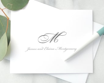 Personalized Folded Stationery with Couple's Monogram / Set of Wedding Thank You Note Cards / Paper Anniversary Gift for Married Couple