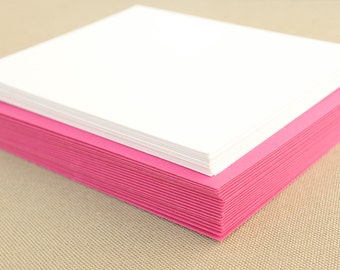 Blank Stationery Set with Hot Pink Envelopes / Set of 20 Flat A2 Size Cards with Fuchsia Envelopes
