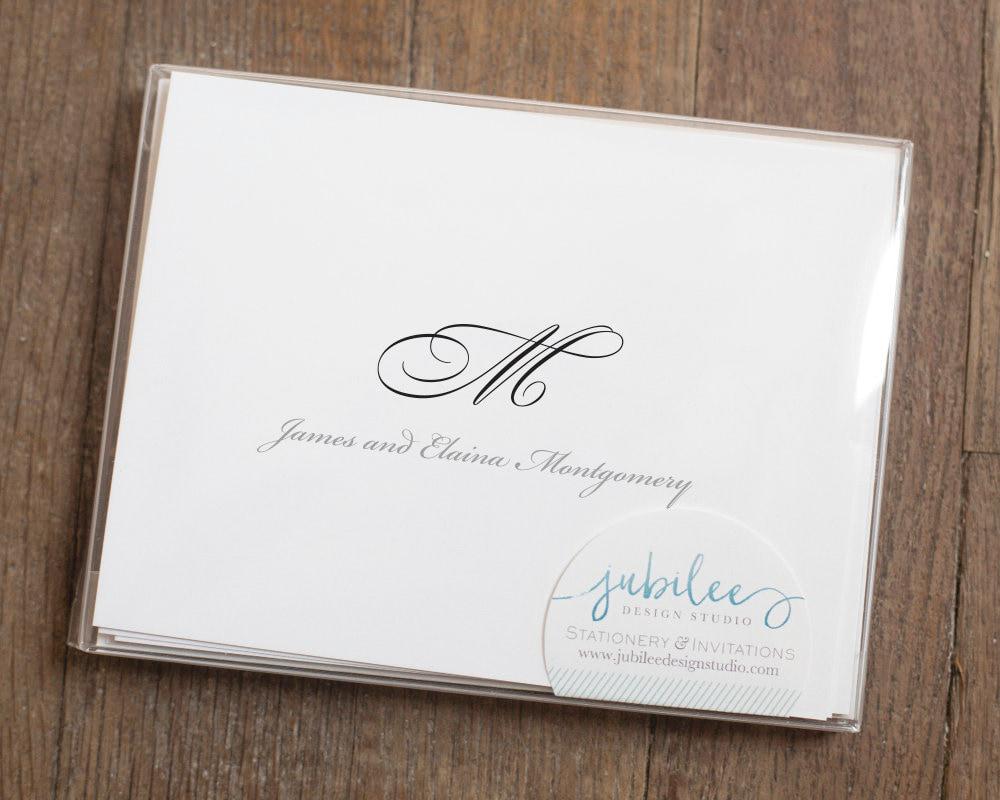 Personalized Folded Stationery With Couple's Monogram / Set of Wedding ...