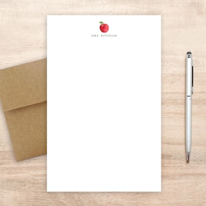 Personalized Teacher Letterhead Stationery Set with Apple Design