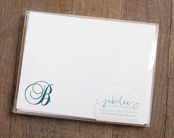 Monogrammed Stationery Set with Script Initial / Elegant Custom Stationary Note Cards / Personalized Stationery Set with Cursive Letter