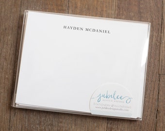 Simple Traditional Stationery with All Caps Name / Personalized Stationary / Notecards for Professionals / Masculine Professional Notecards