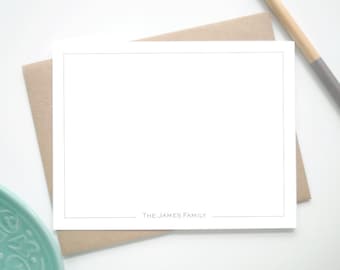 Custom Stationery Note Cards with Border / Personalized Stationary with Thin Border / Set of  Custom Notecards / Personalized Stationery