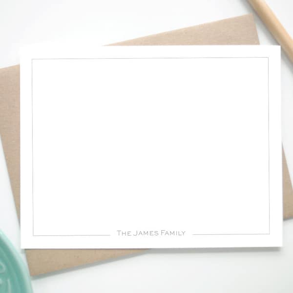 Custom Stationery Note Cards with Border / Personalized Stationary with Thin Border / Set of  Custom Notecards / Personalized Stationery