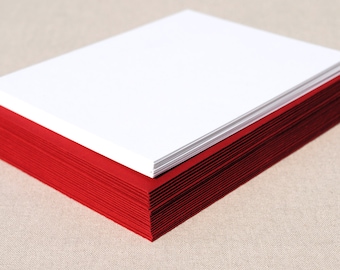 Blank Card Set with Red Envelopes - Set of 20 Flat A2 Size Cards