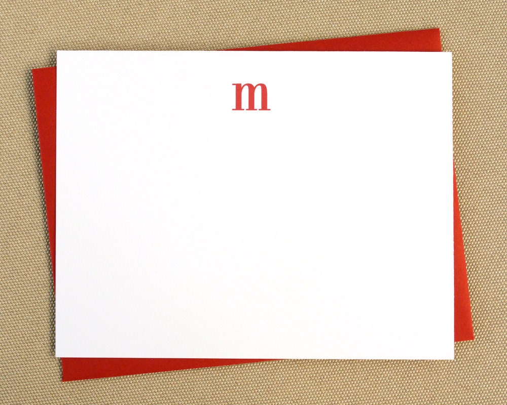 Simple Personalized Flat Stationery Cards with Lowercase Etsy