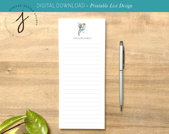 Digital Download - Printable List with Bicycle Design / Editable Text / INSTANT DOWNLOAD