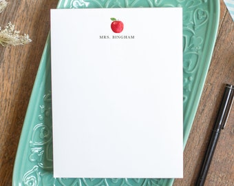 Personalized Notepad with Apple Design / Teacher Gift Notepad / Custom Notepad for Teachers / Apple Notepad with Name