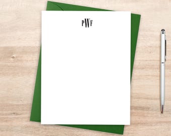 Personalized Notecard Set with Modern Monogram / Simple Personalized Stationary Cards with Monogram / Monogrammed Stationery Notecard Set