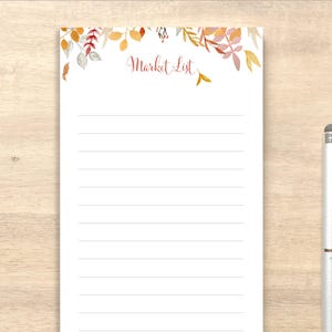 Personalized Notepad With Lines for Lists / Fall Leaves Notepad Design ...
