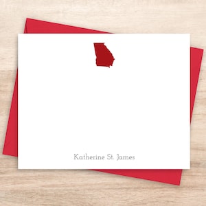 Custom State Stationery: Personalized Note Card Set with Your Choice of State and Colors