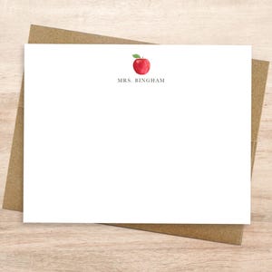 Personalized Apple Stationery Cards: Teacher Notecard Set - Etsy