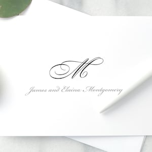 Personalized Folded Stationery with Couple's Monogram / Set of Wedding Thank You Note Cards / Paper Anniversary Gift for Married Couple