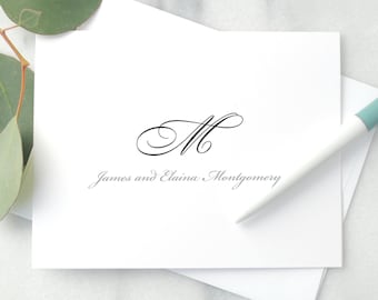 Personalized Folded Stationery with Couple's Monogram / Set of Wedding Thank You Note Cards / Paper Anniversary Gift for Married Couple