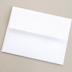 May include: A white envelope with a flap on the top. The envelope is lying flat on a textured surface.